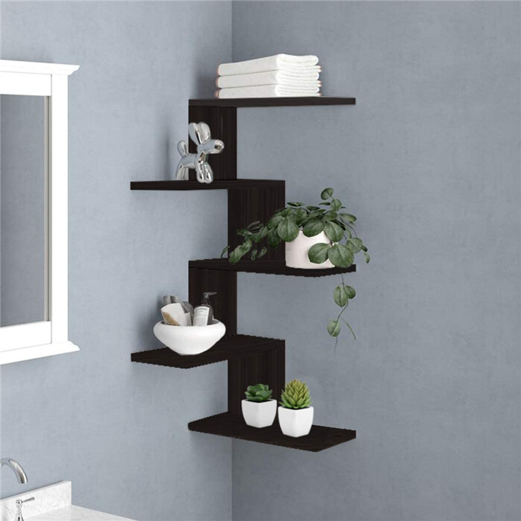  Modern 5-Tier Floating Corner Shelves Wall Mounted Display Organizer Storage Shelf for Bathroom